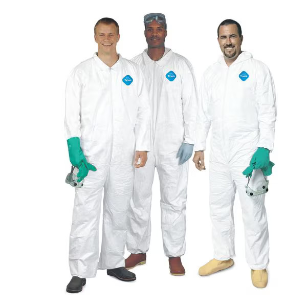 Tyvek 400 Collared Disposable Coveralls, 2XL, Open Wrists and Ankles, Serged