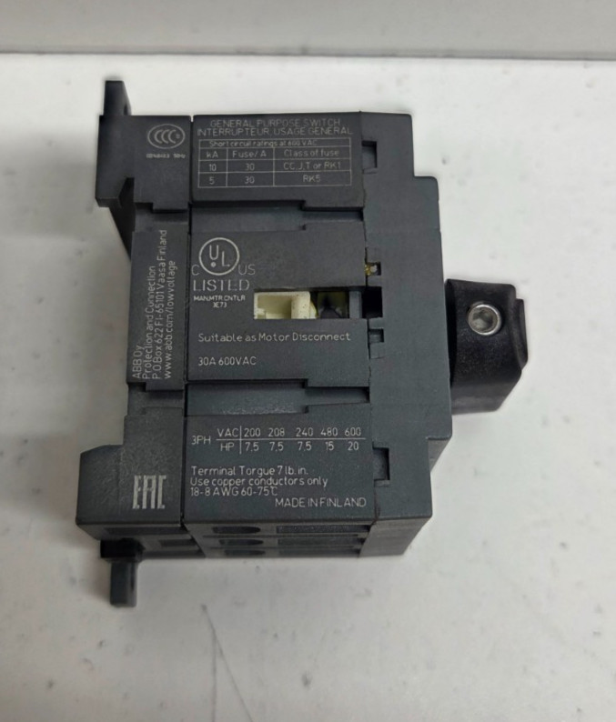 NEW NO BOX! ABB 30A 600V DISCONNECT SWITCH OT25F3