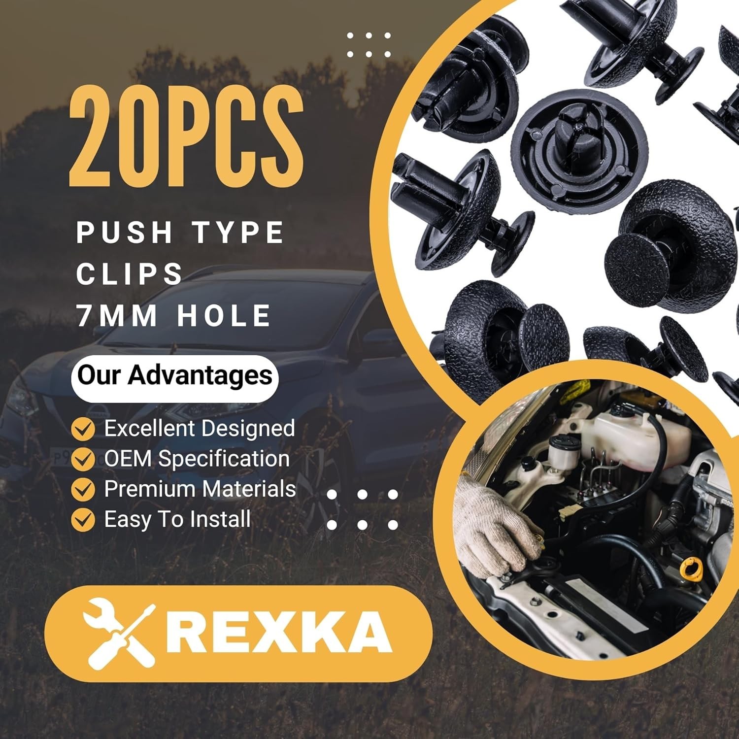 Engine Cover Clips 20pcs 7mm Retainer Fasteners GX460 IS250 RX350 90467-07211