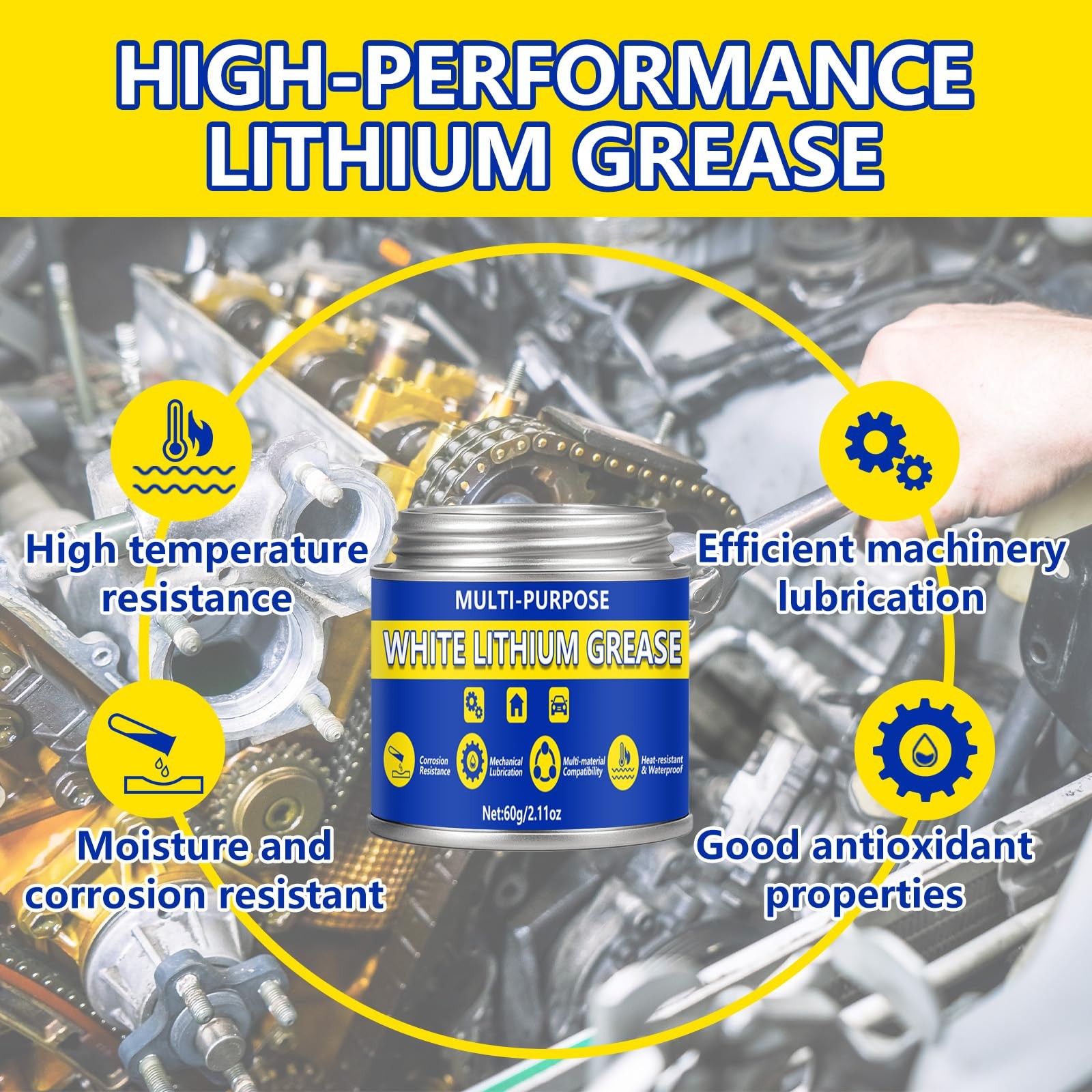 AstraVox Multi-Purpose White Lithium Grease, 60ml Automotive Grease with…