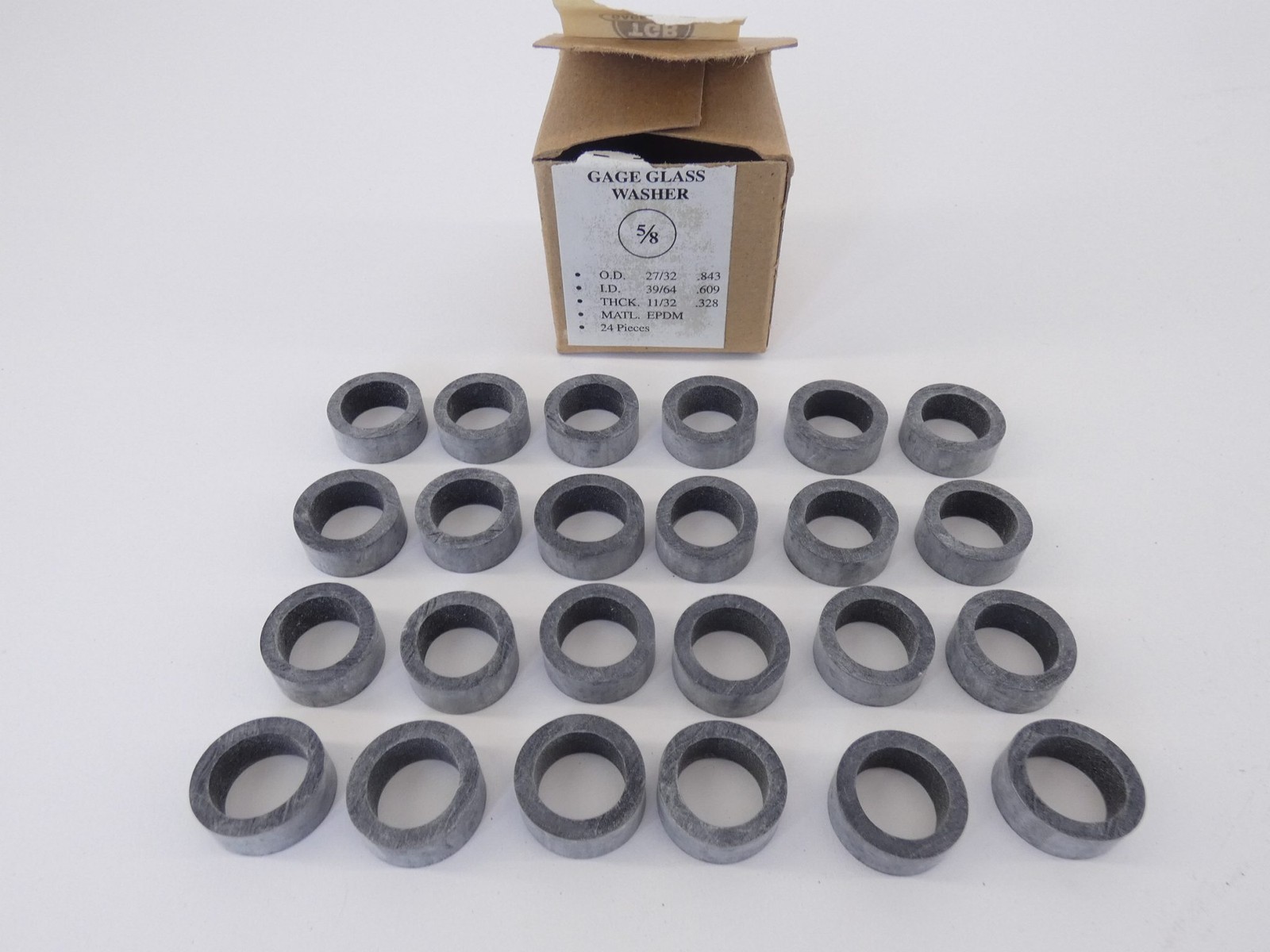 *Box of 24* TGR Gage Glass Washer 5/8″ EPDM – NEW Surplus!