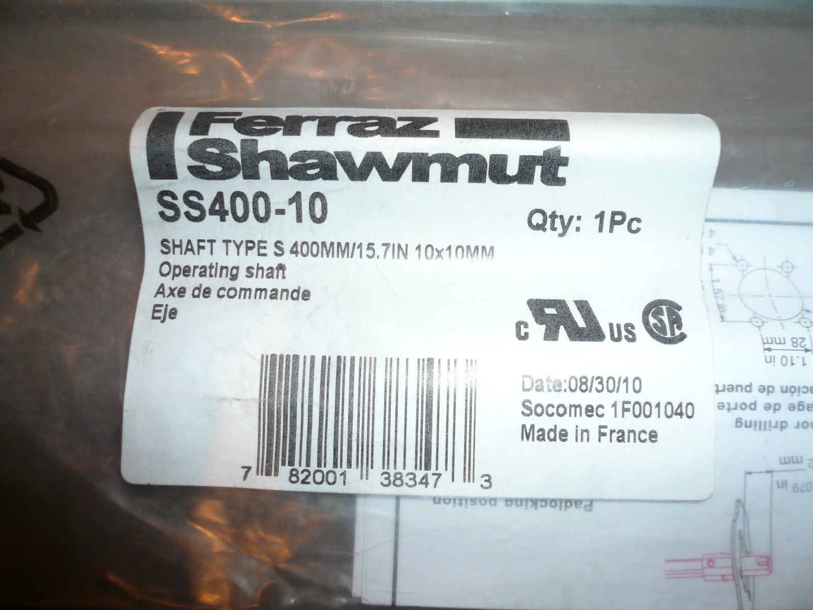 Mersen SS400-10 Operating Shaft – NEW Surplus!