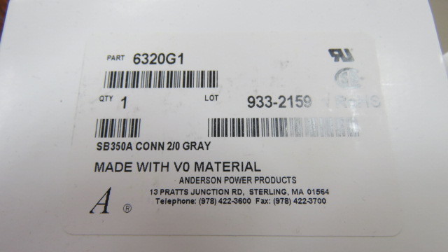 APP-P 6320G1 Qty of 1 per Lot Heavy duty power Connectors SB350A CONN 2/0 GRAY