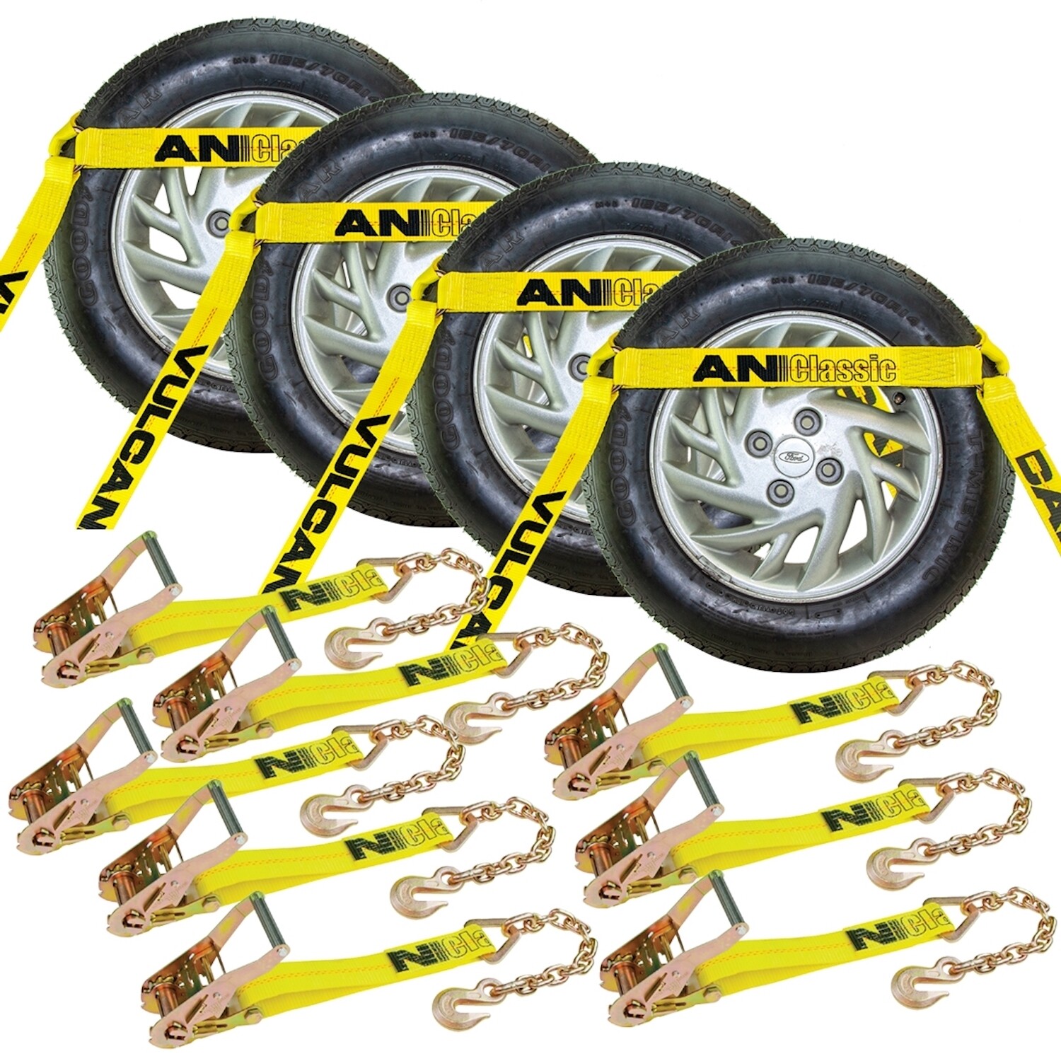 VULCAN Flat Bed Side Rail Car Tie Down – Chain Anchors – 4 Pack – 3300 lbs SWL