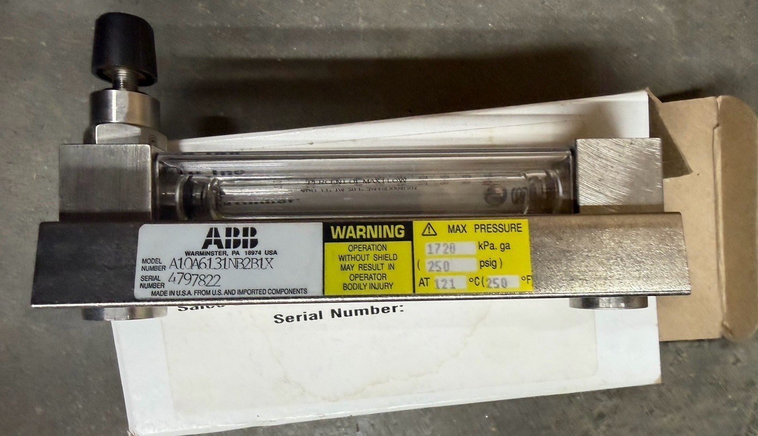 NEW ABB A10A6131NB2B1X A10A61 ROTAMETER 1/4″