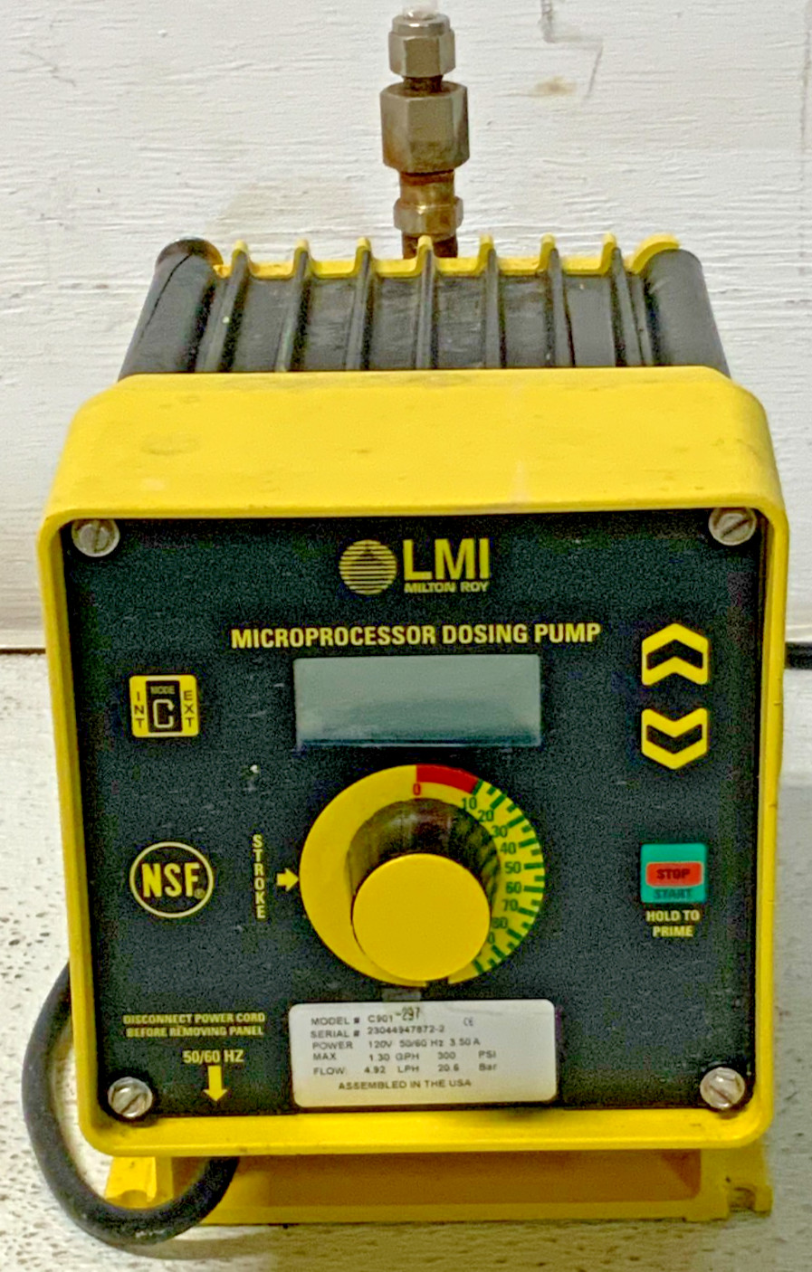 LMI Milton Roy C901-297 120V 3.50A 300PSI Microprocessor Dosing Pump 46C