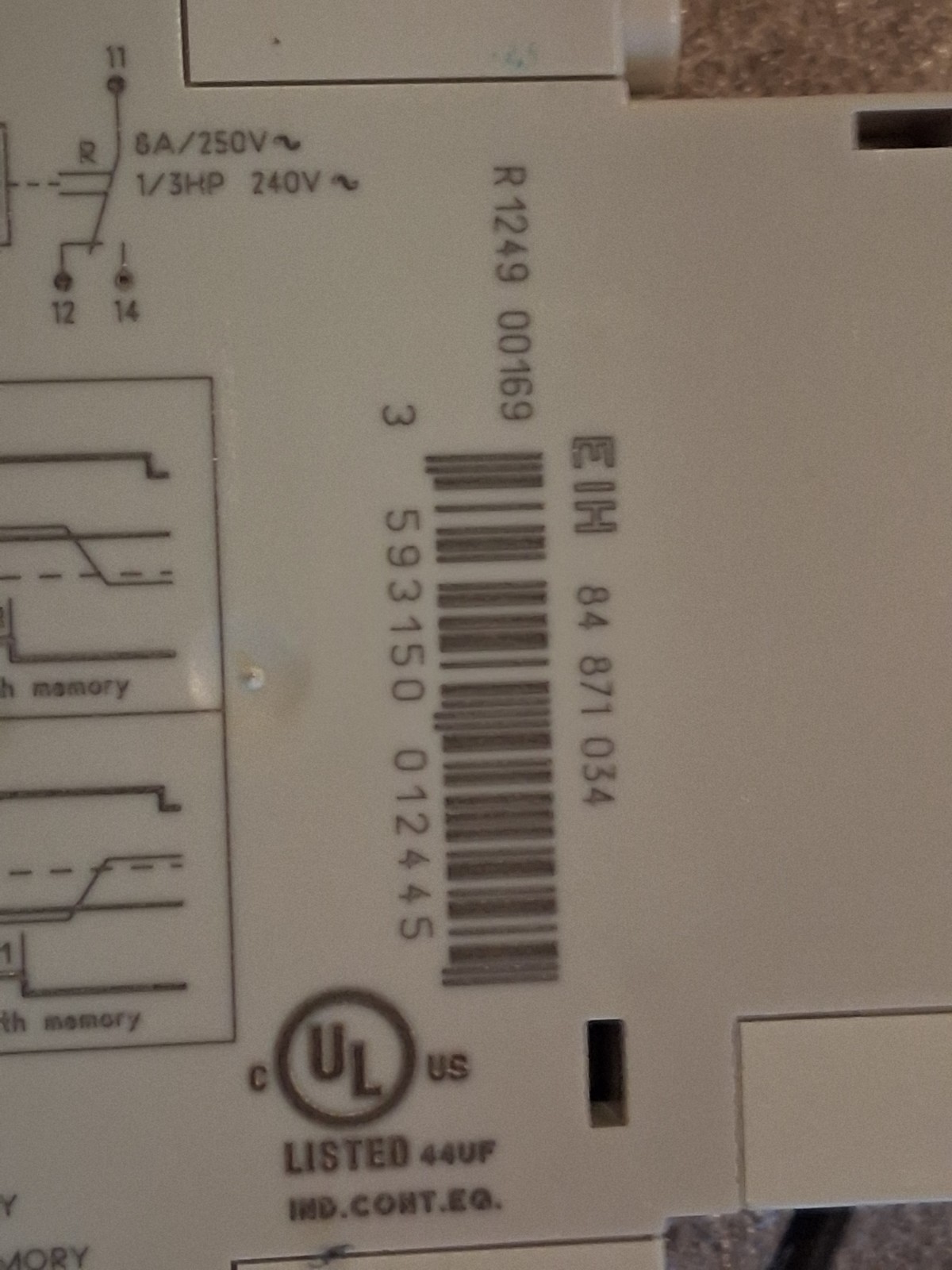 Crouzet EIH 84 871 034 Level Control Relay Hysteresis 240VAC