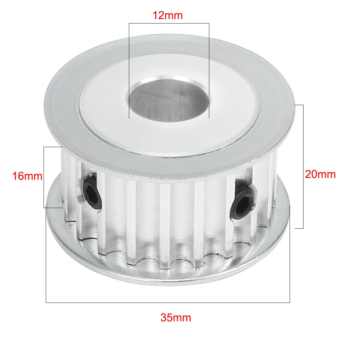Aluminum 20 Teeth 12mm Bore 5mm Pitch Timing Belt Pulley for 15mm Belt