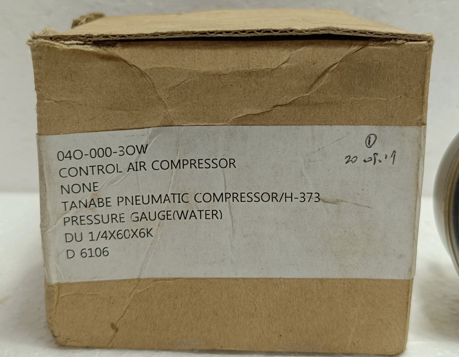 Tanabe Pneumatic Compressor H-373 Pressure Gauge DU 1/4X60X6K