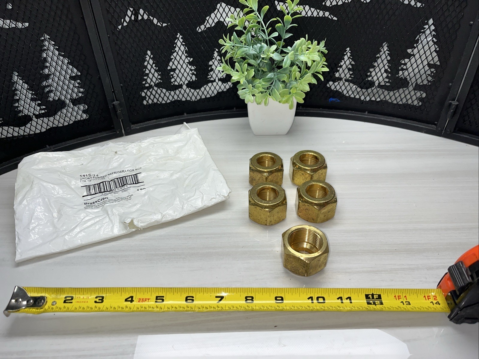 5 QTY! BULK- BrassCraft 141S-14 Brass Short Refrigeration Tube Nut 7/8” Flare