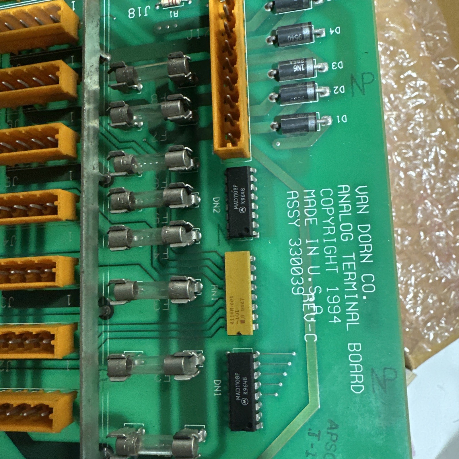 VAN DORN ASSY 330039 REV C, ANALOG TERMINAL PCB BOARD CARD, PC330-039