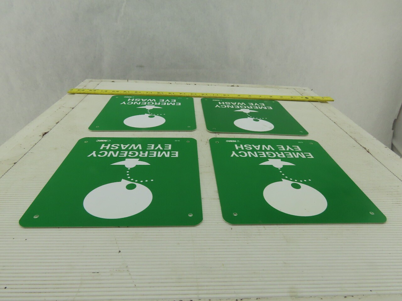NMC S50R Emergency Eye Wash 7″ Long x 7″ Wide Rigid Plastic Safety Sign Lot of 4
