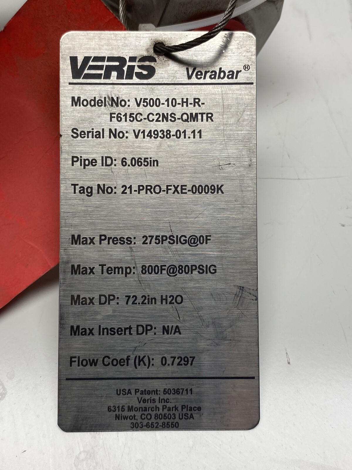 Veris Verabar V500-10-H-R-F615C-C2NS-QMTR Steam Gas Liquid Measurement