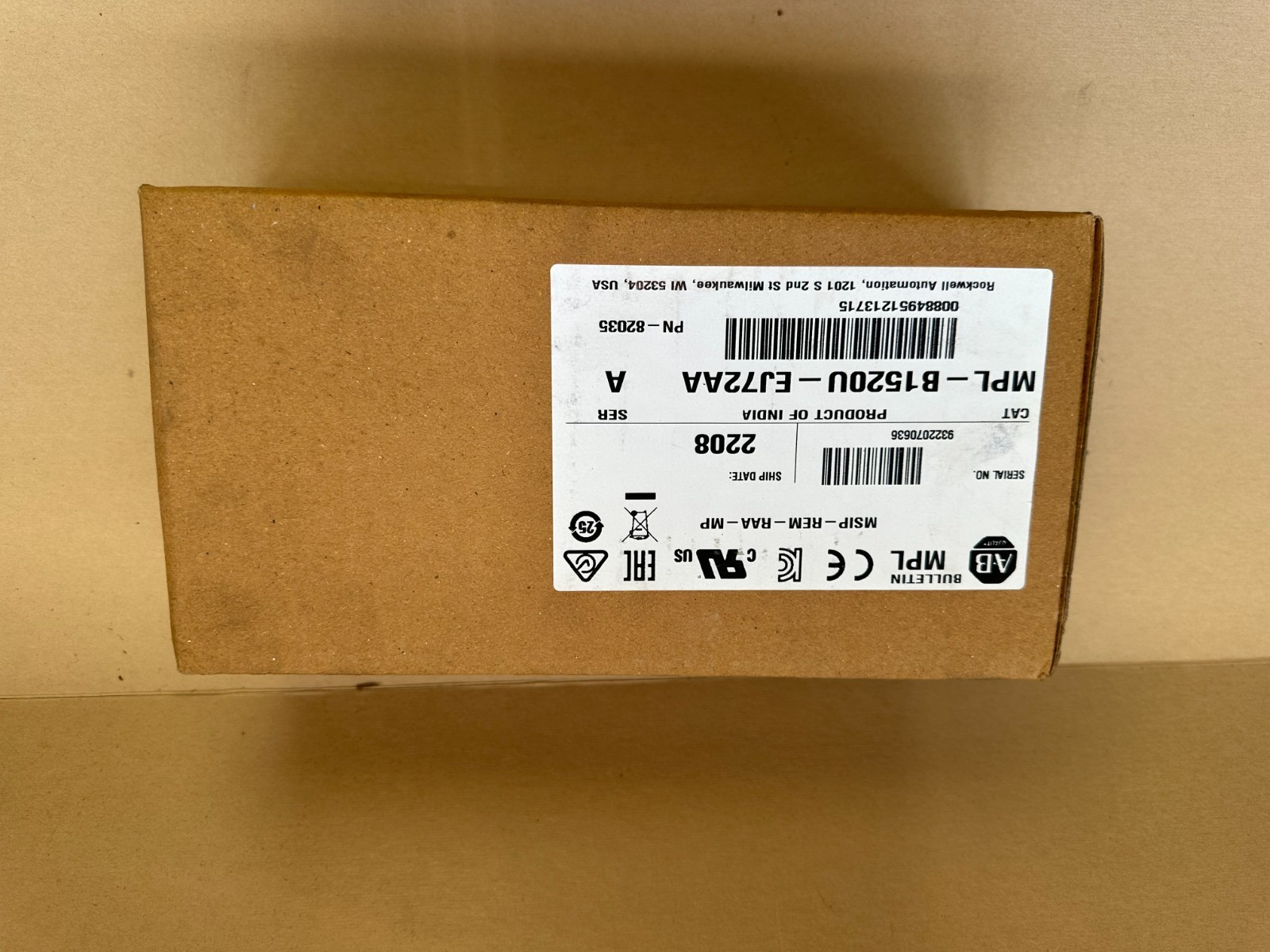 NEW Allen Bradley MPL B1520U-EJ72AA 2022