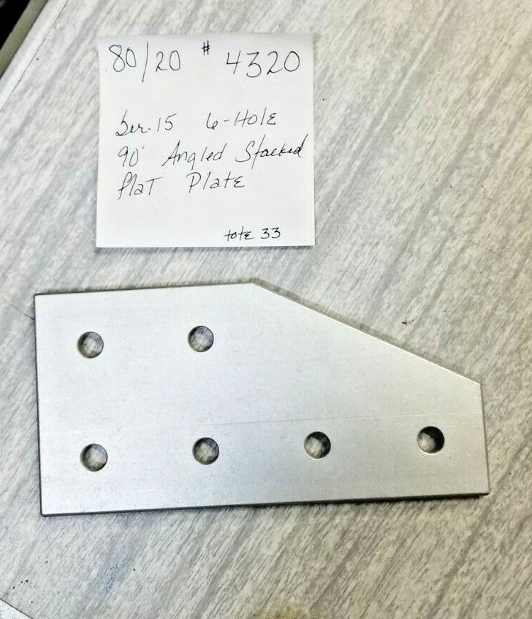 80/20 ALUMINUM 6- HOLE 90° ANGLED STACKED FLAT PLATE SERIES 15 # 4320