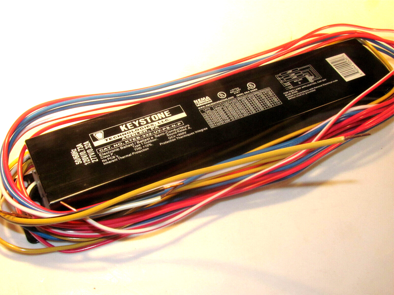 KEYSTONE KTEB-332-UV-PS-N-P FLUORESCENT BALLAST 2/3-LAMP F32T8 F40T8 120-277V IS