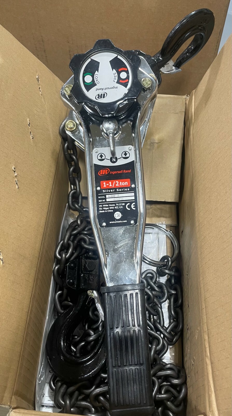 Ingersoll Rand SLB300-10 1-1/2 Ton Lever Hoist, 10′ Lift