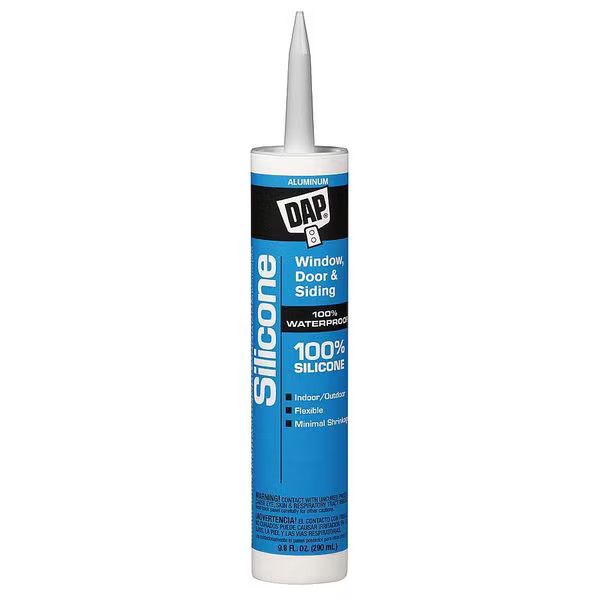 Dap Silicone Sealant, 9.8 oz, Cartridge, Aluminum Gray, Silicone Base, Window,