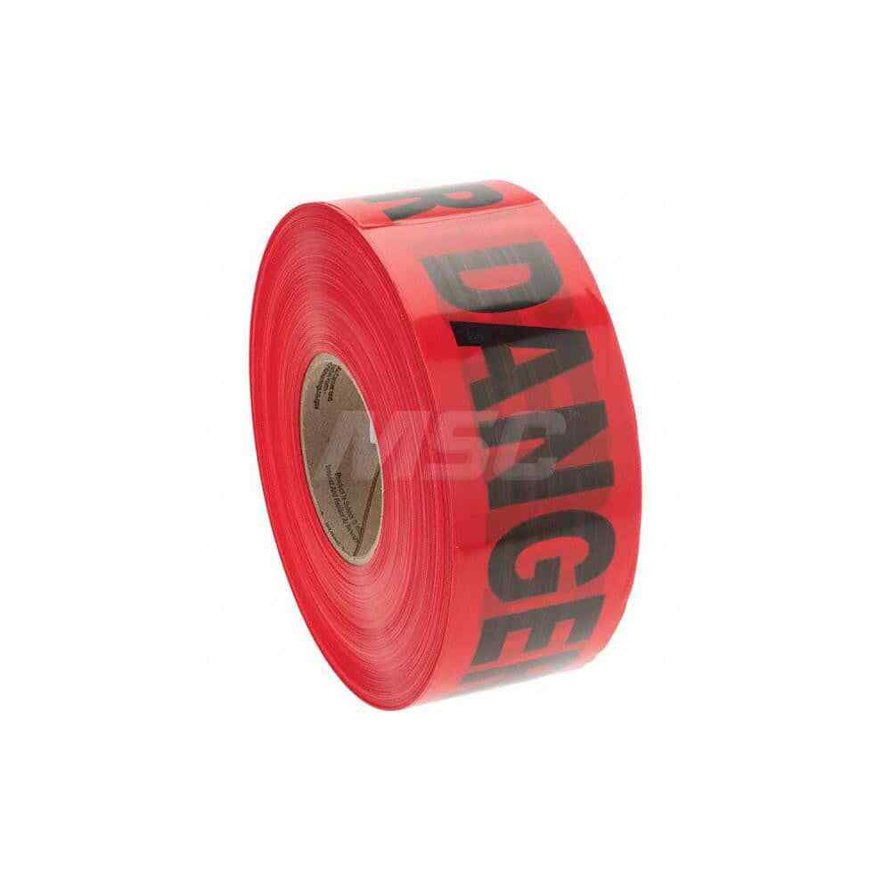 1,000′ Long x 3″ Wide Roll, Polyethylene, Black & Red Barricade Tape