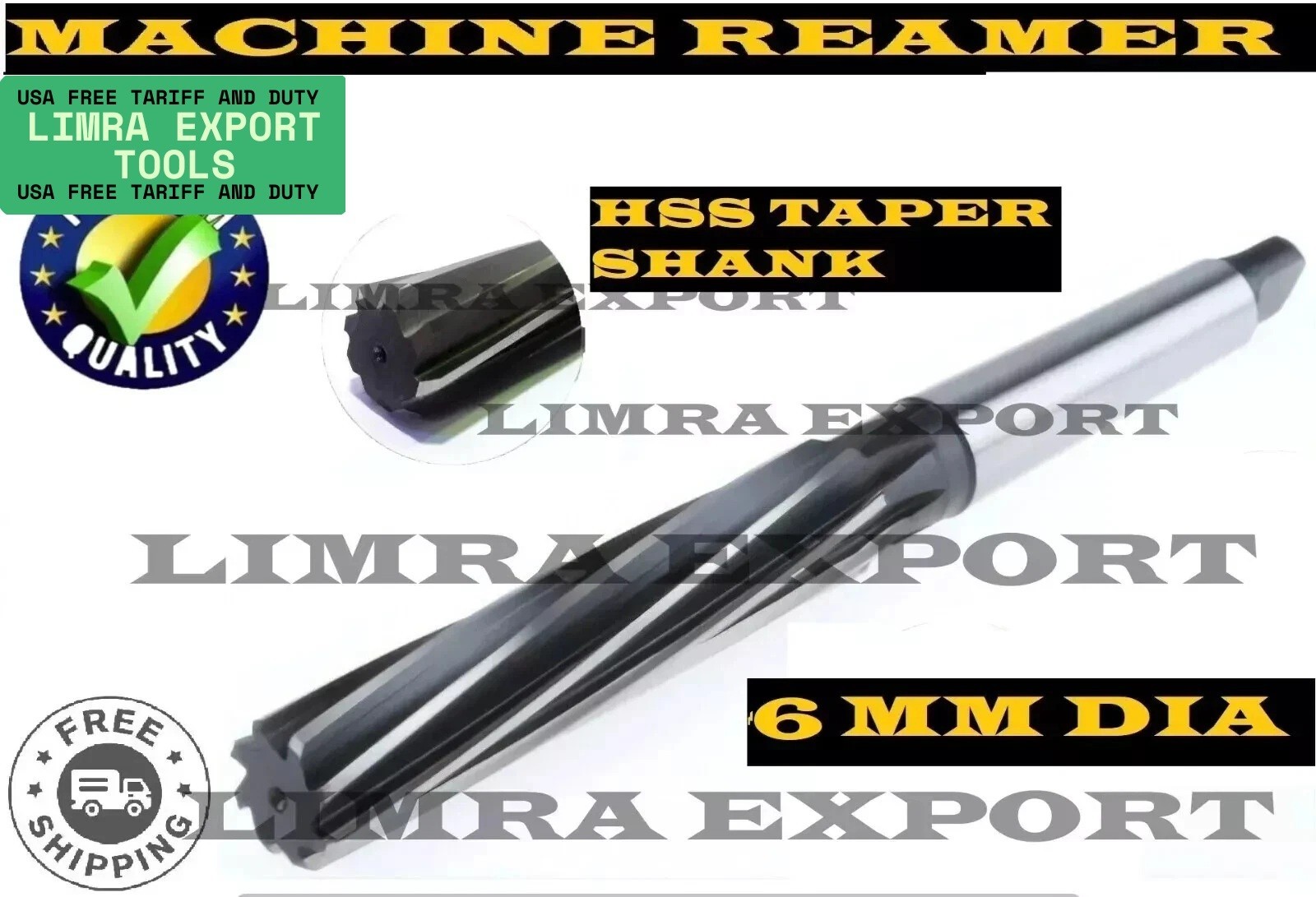 HSS Machine Reamer Dia 6 MM With Taper Shank MT 1 – Cut Edge 47 MM – OAL 127 MM
