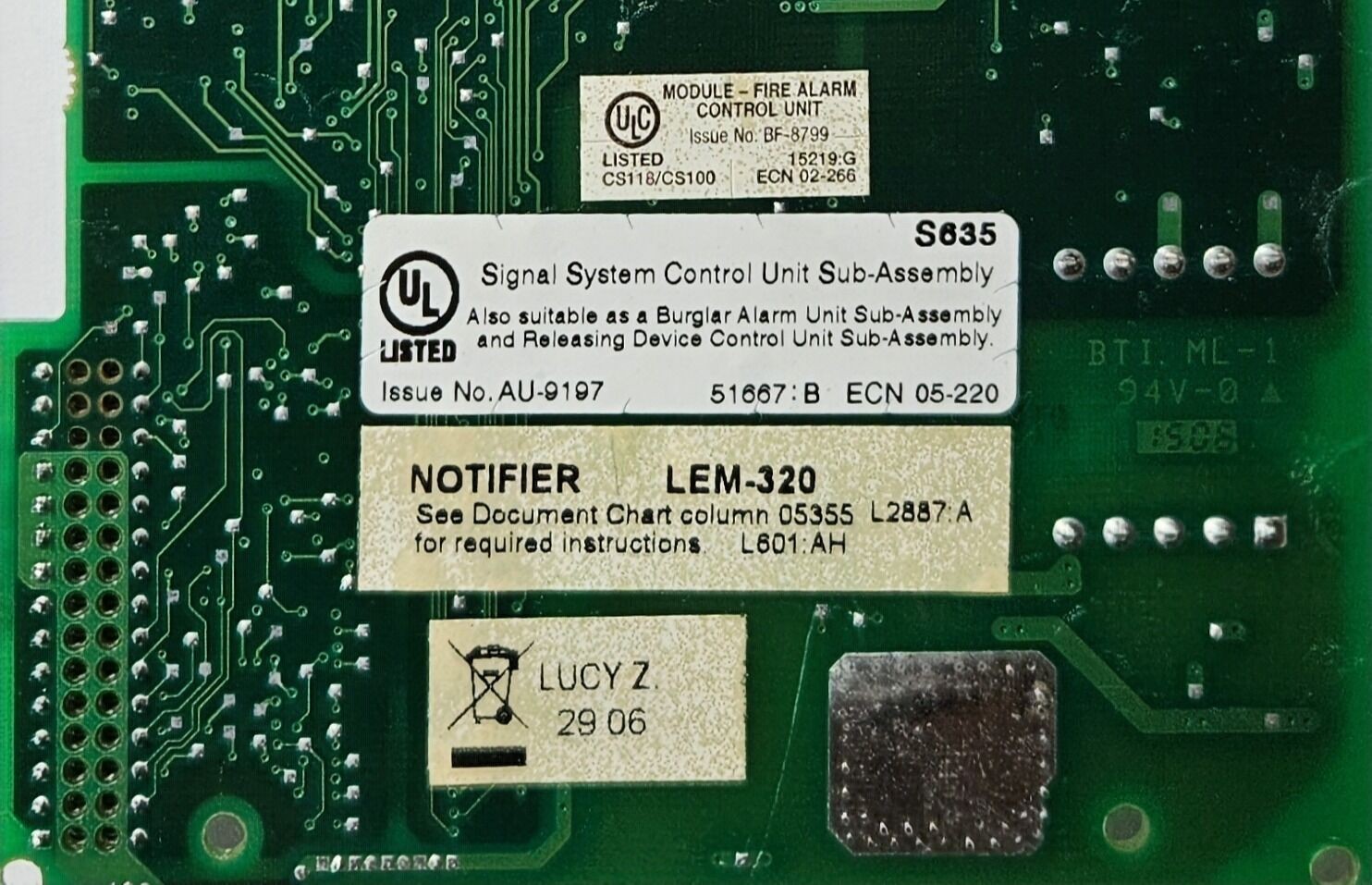 Notifier LEM-320 ELEM-PCA Rev. Fire Alarm PCB