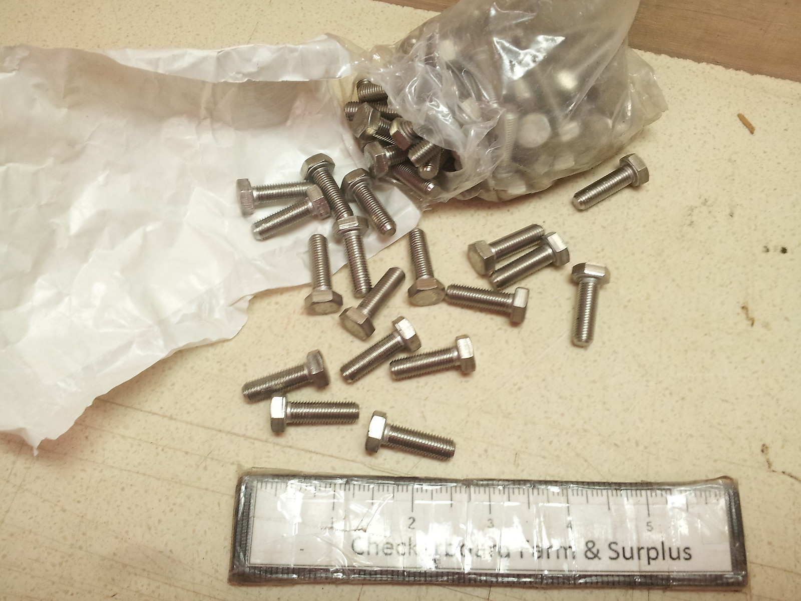 Qty-100 NOS Stainless 1″ Machine Bolt 9325C11-2165-24 CHS3216 5306014657594