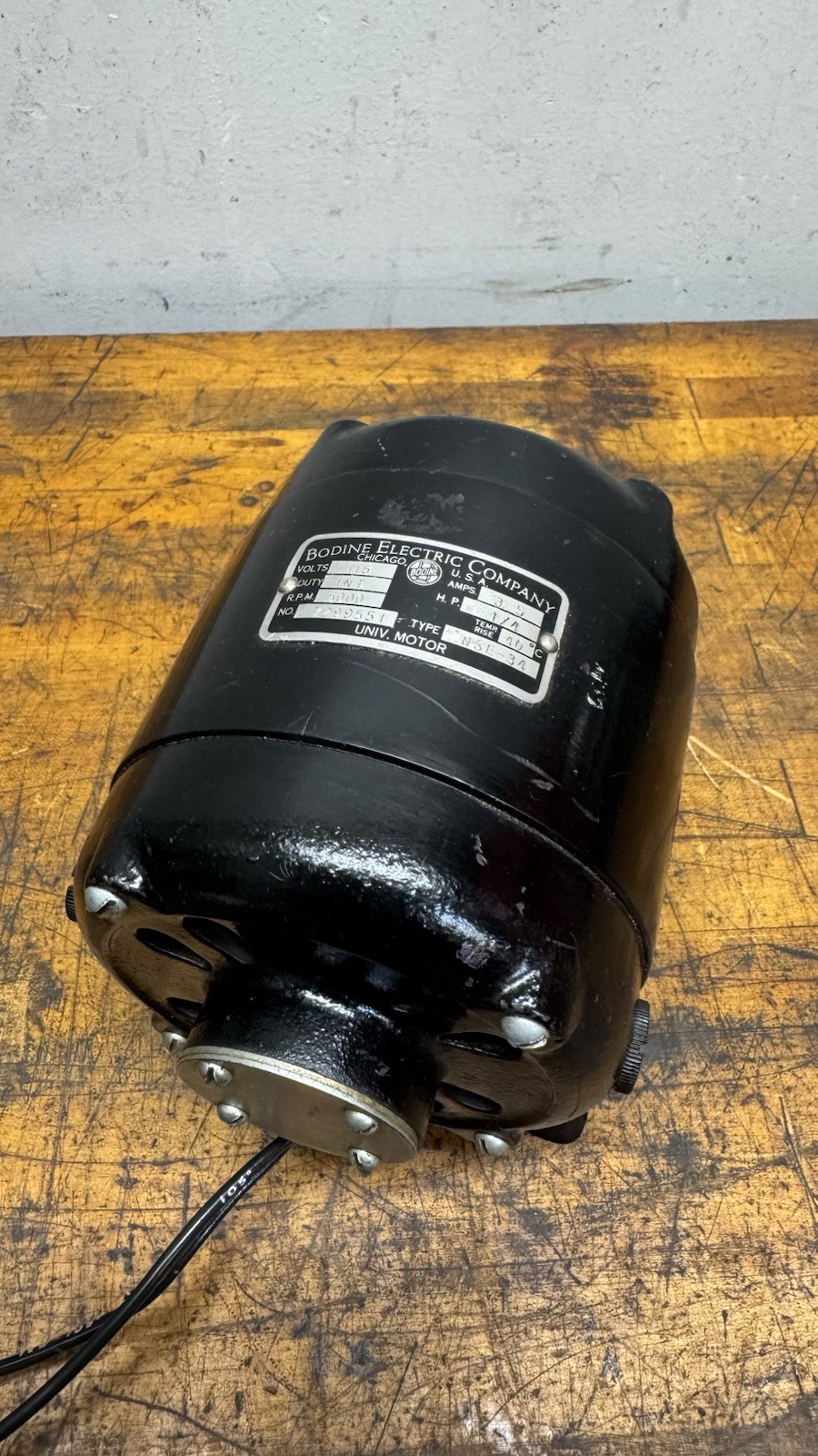 BODINE ELECTRIC Motor, INT 115V 1/4HP 5,000 RPM Made in USA