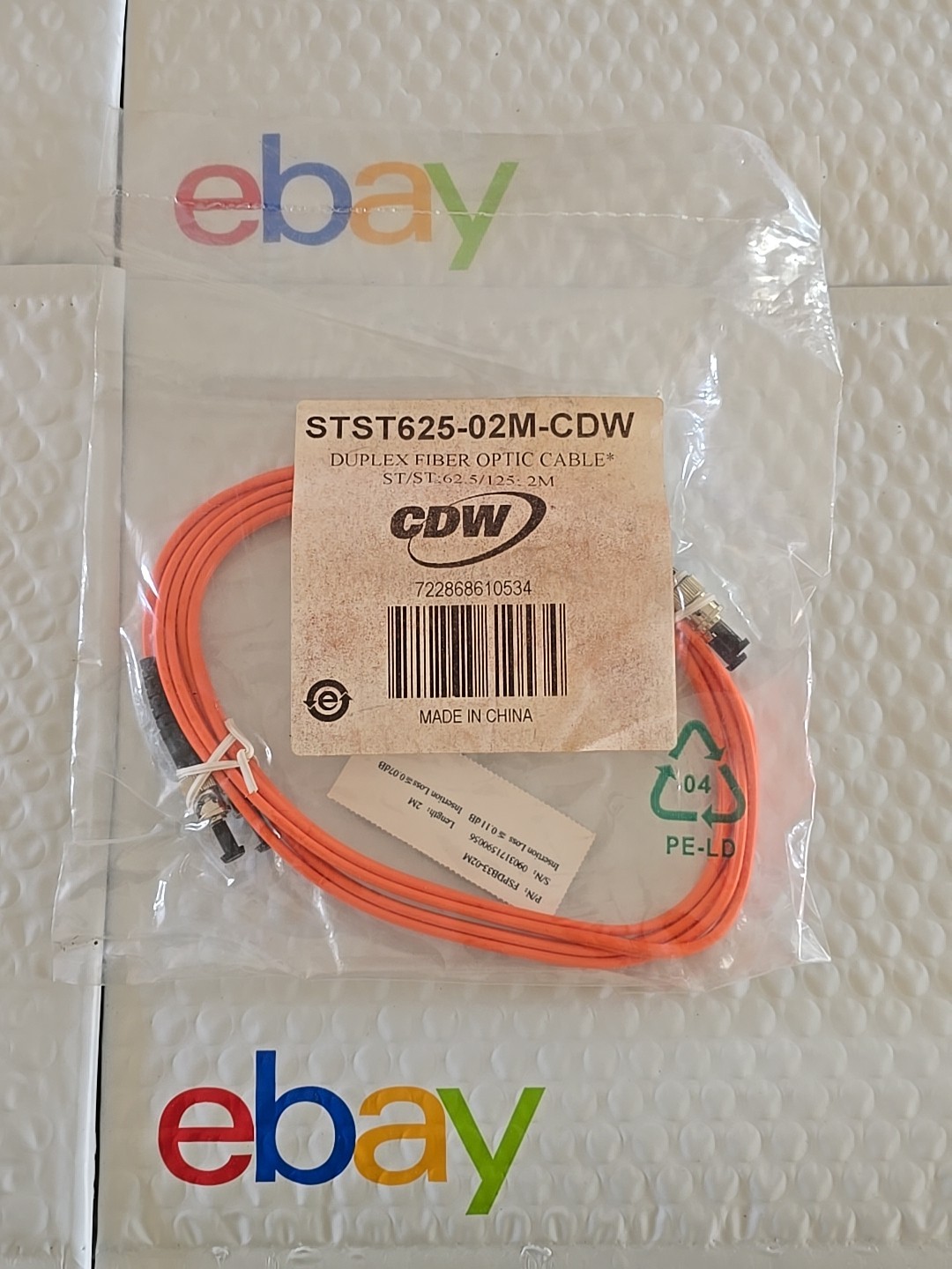 NEW CDW STST625-02M-CDW FIBER OPTIC PATCH CABLE STST62502MCDW