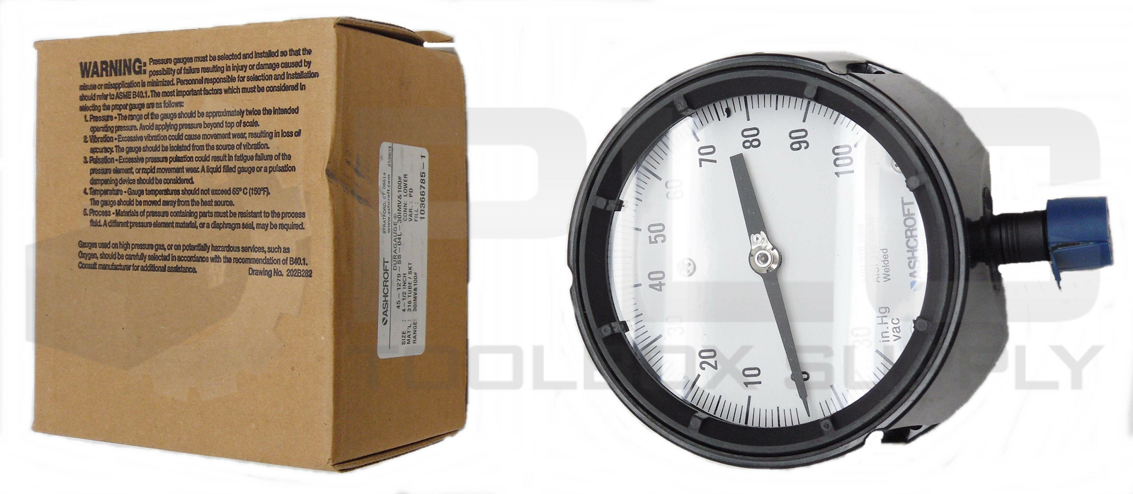 NEW ASHCROFT 45-1279-SS-04L-30IMV&100# PRESSURE GUAGE SIZE 4-1/2INCH