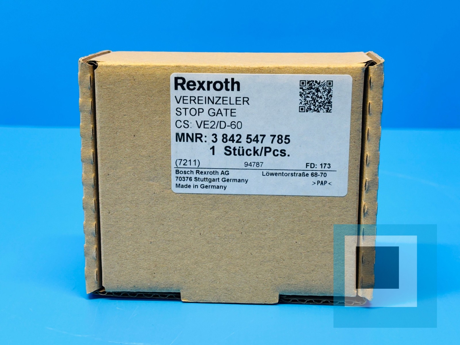 Bosch Rexroth 3 842 547 785 Vereinzeler Stop Gate CS: VE2/D-60 – NEW IN BOX