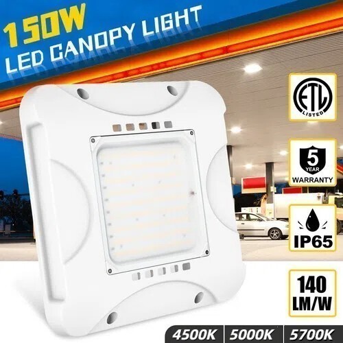 150W LED Gas Station Canopy Light Dusk To Dawn Commercial Lamp 4500K/5000K/5700K