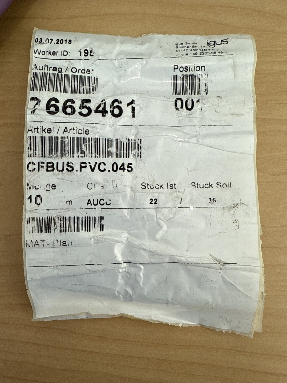 NEW! IGUS CFBUS.PVC.045 Chainflex Ethernet CAT5e Cable – 10m – E363067
