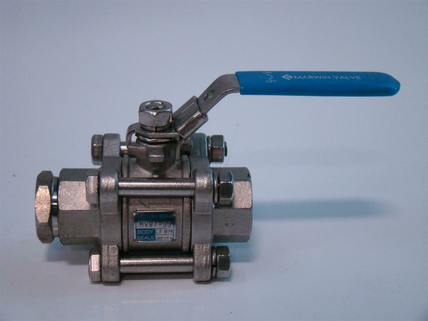 Marwin 3pc Ball Valve 1/2″ NPT with 3/8″ Bushing CF8M 316 Stainless 8035213 MV87