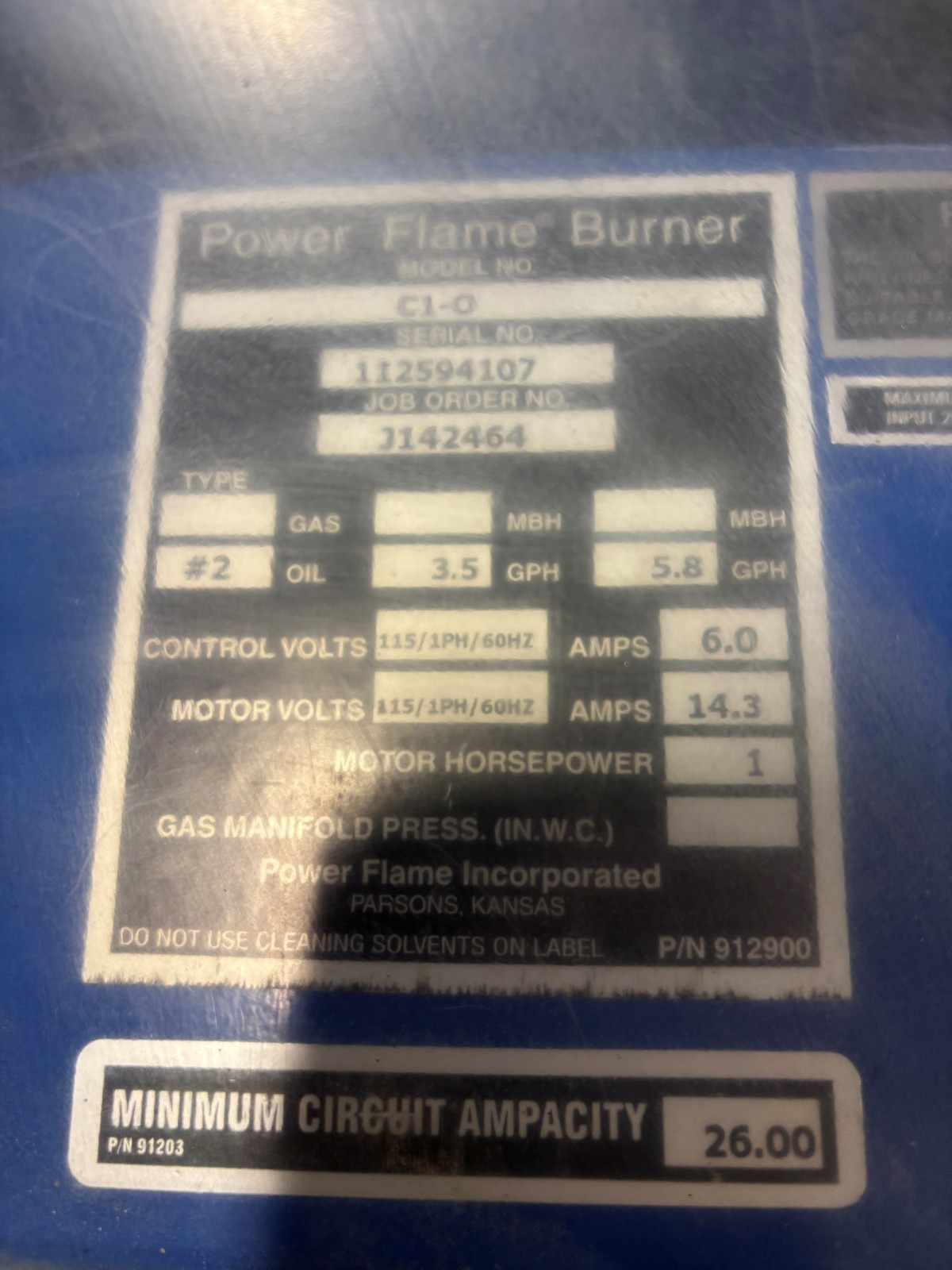 Power Flame C1-0 Burner
