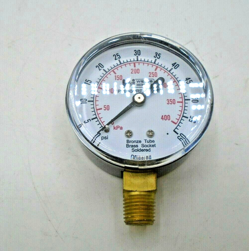 Weiss Inst. Pressure Gauge 9546261 Model PG Bronze Tube Brass Socket NIB