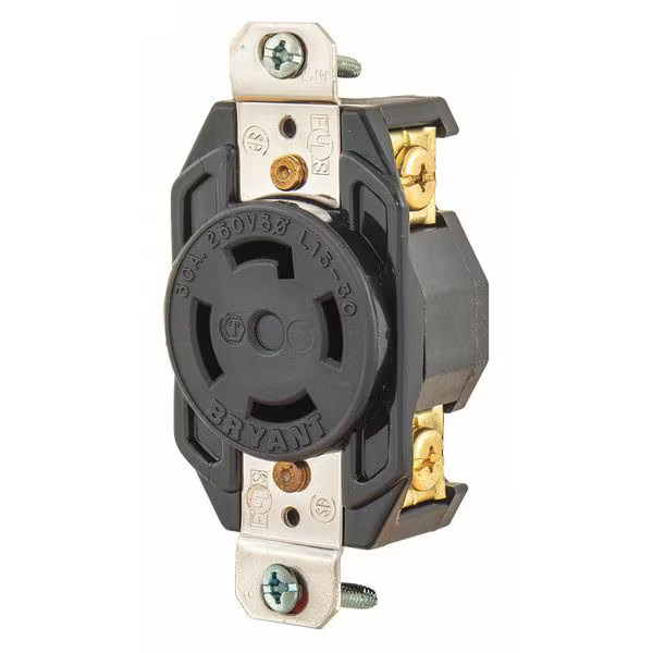 Locking Receptacle, L15-30R, 30 A, 250V AC, Three Phase, 3 Pole, Flush Mount,
