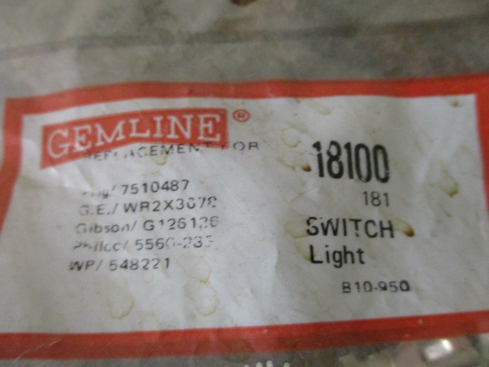 NEW Gemline 18100 181 Light Switch NOS FREE SHIPPING