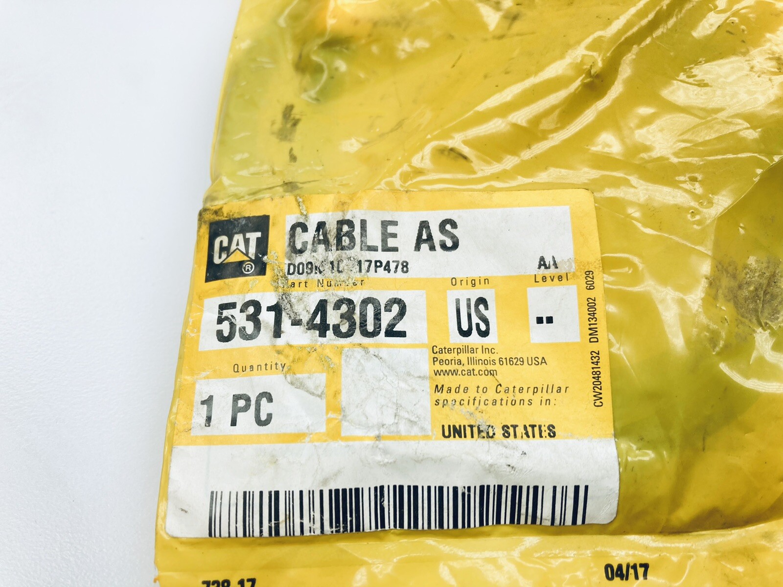 LOT OF 3 UNUSED CAT 531-4302 QUICK CONNECT CABLE ASSEMBLY 4-PIN MALE TO MALE