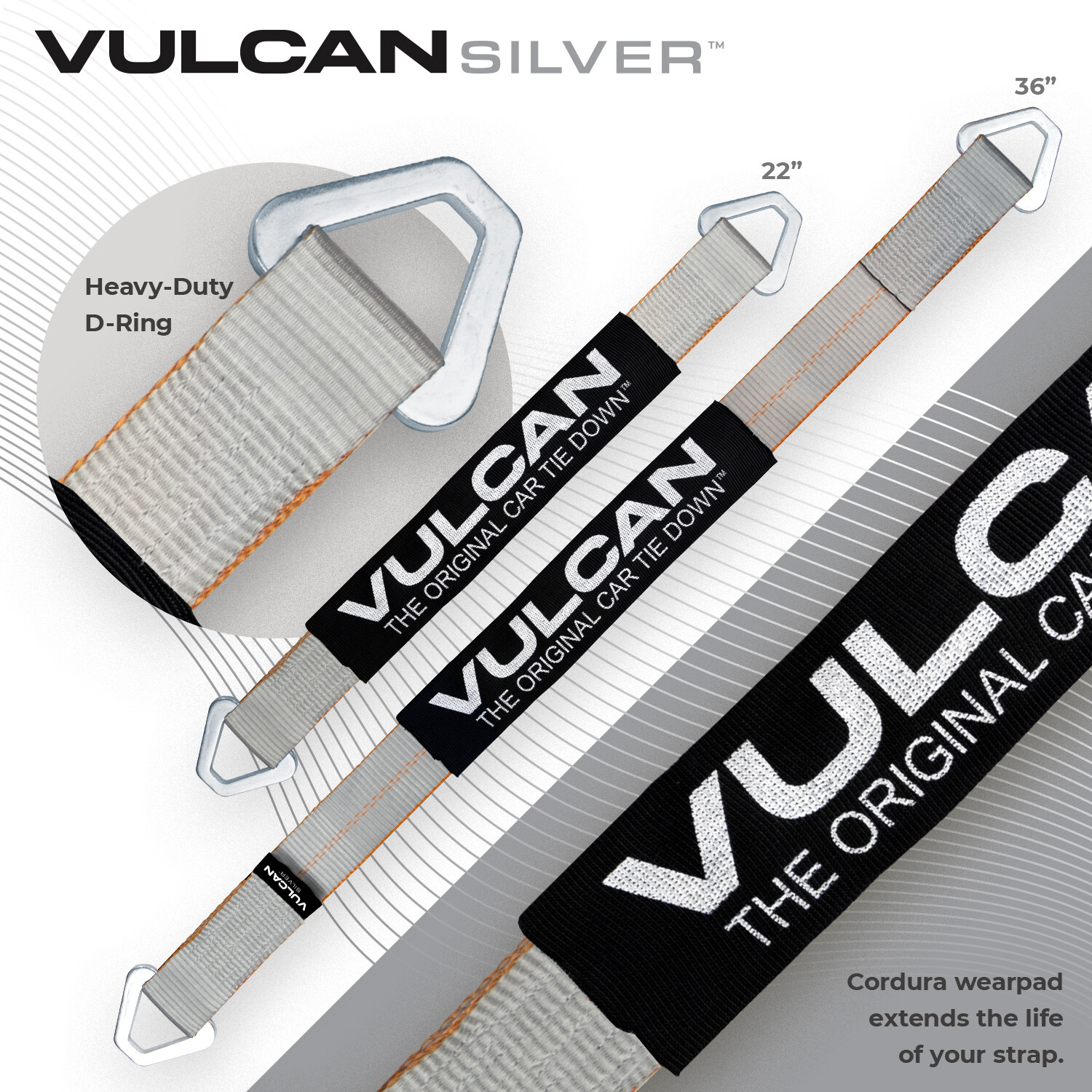 VULCAN Silver Series Axle Strap Tie Down Kit – Wire Hook Ratchet Straps