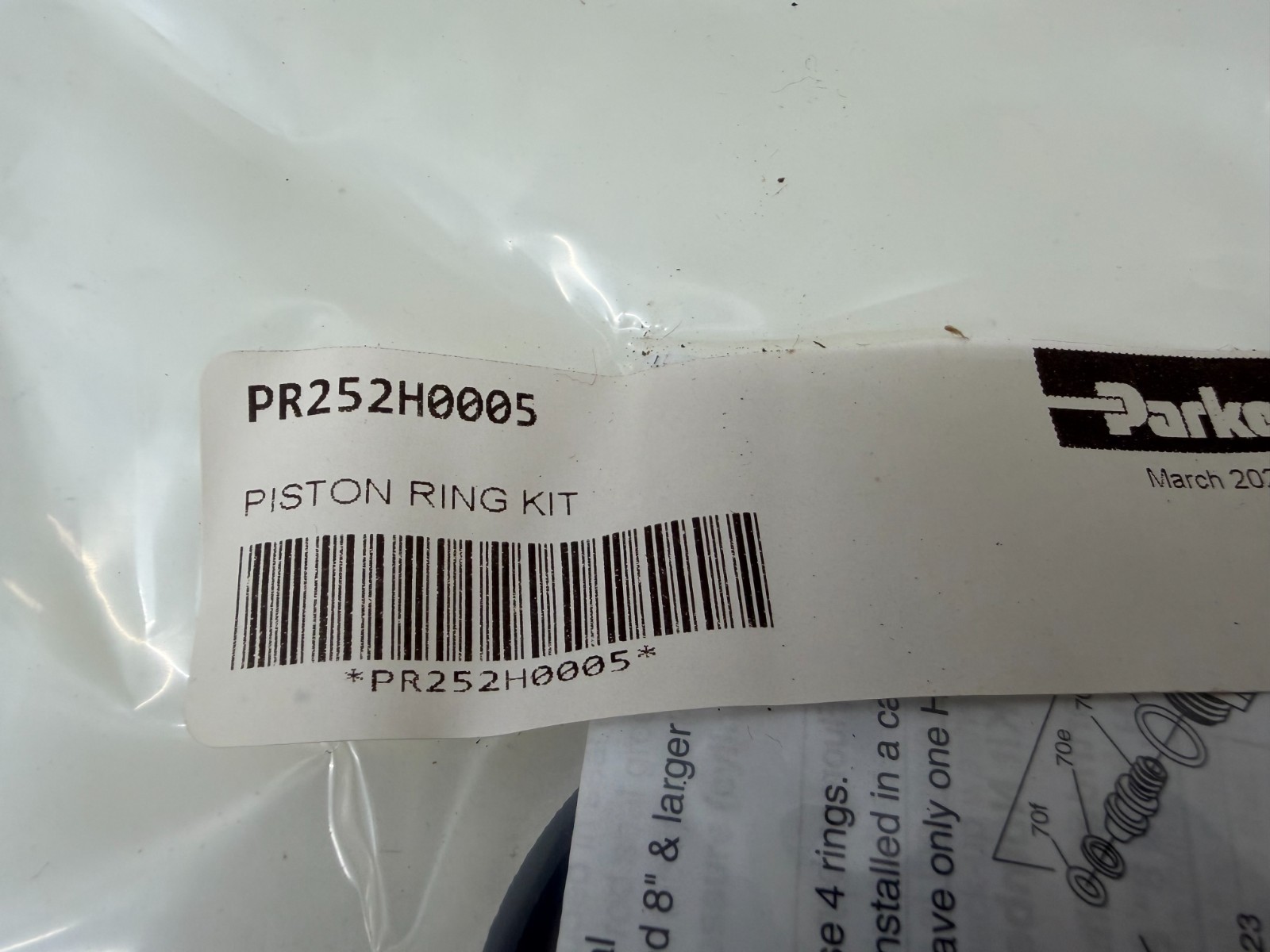 NEW IN BAG! PARKER PISTON RING KIT PR252H0005