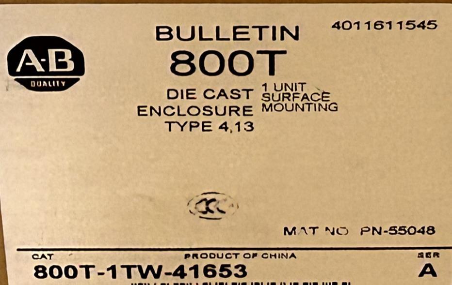 New! Allen Bradley 800T-1TW-41653 Die Cast Enclosure Type 4, 13 Free Shipping!