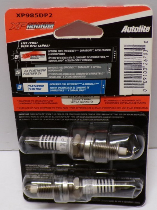 Autolite Spark Plugs XP985DP2 VJ1 01032012 Pack of 2