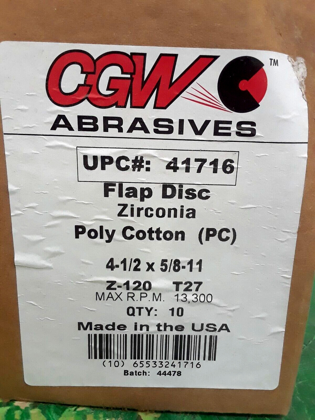 🟠CGW ABRASIVES TYPE 27 ZIRCONIA FLAP DISC PESSCO IS OFFERING 1 C042423-1-3 🗽