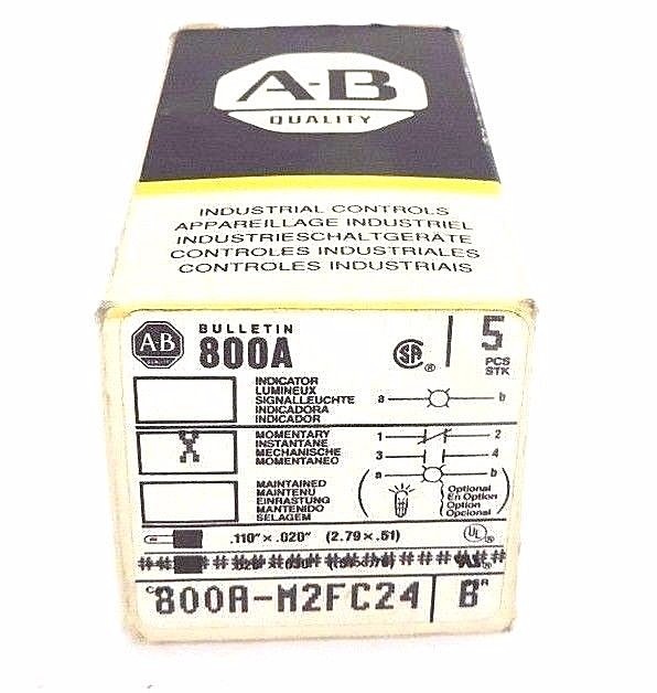 NIB ALLEN BRADLEY 800A-M2FC24 INDICATOR 800AM2FC24, SER. B, .110’X.020” 5-PCS