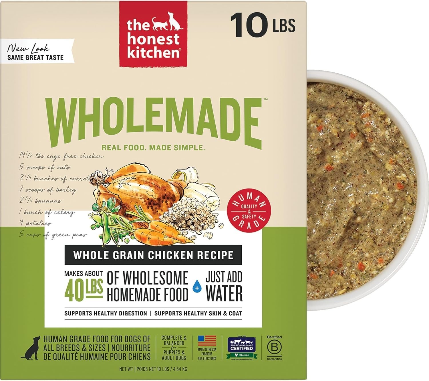 The Honest Kitchen Human Grade Wholemade Dehydrated Whole Grain Dog Food 10 lb
