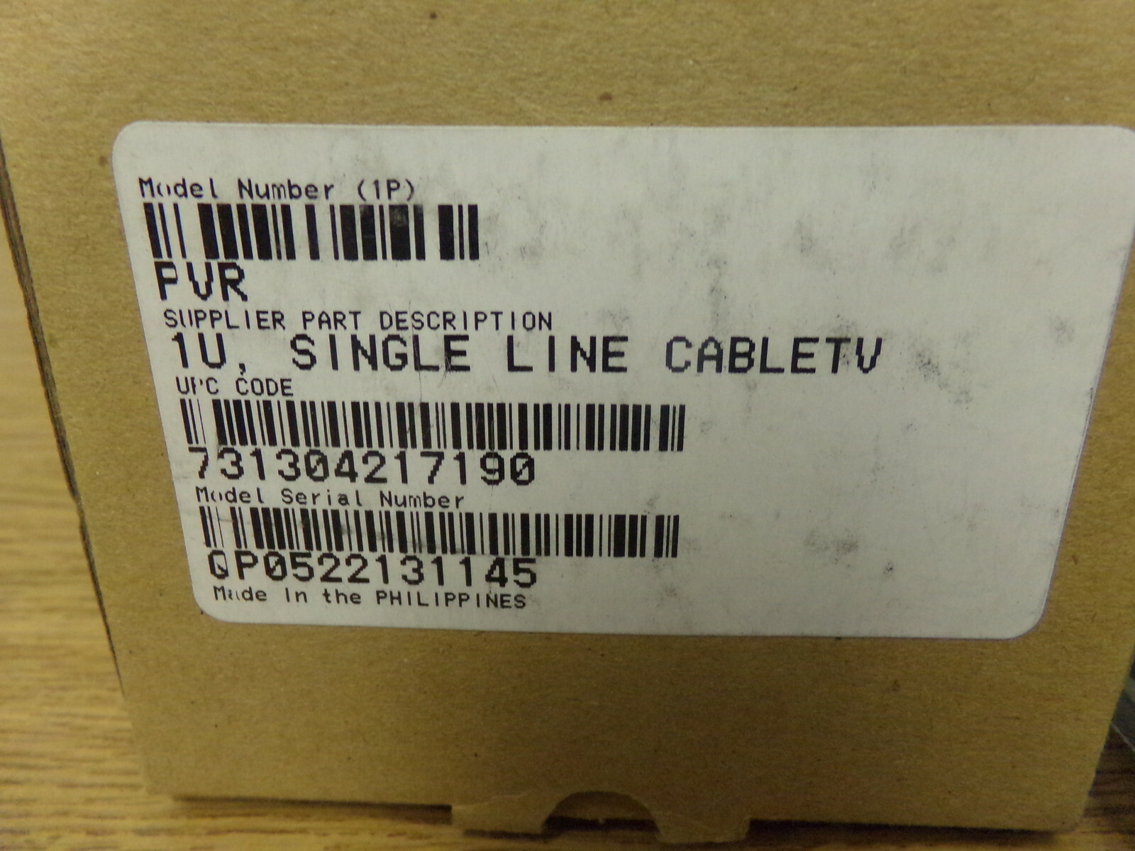 NEW PUR 1P 1U Single Line Cble TV 73130421790 PVR 640-0516A Rev 01