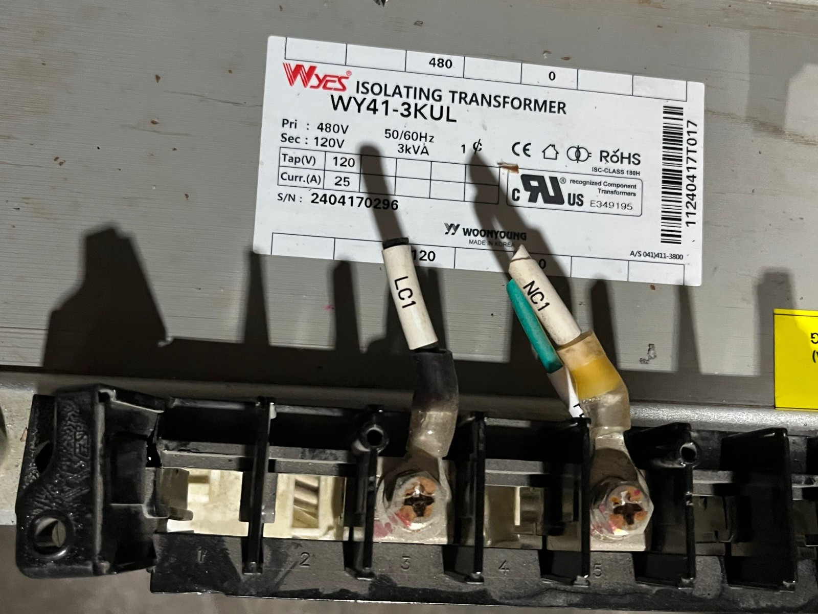 Wyes WY41-3KUL 3kVA Single-Phase Isolation Transformer UL Certified