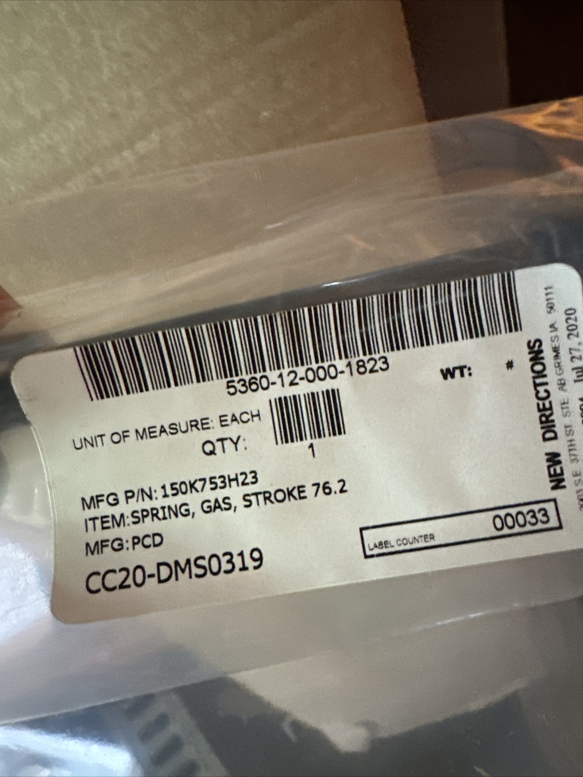 150k753h23 Gas Stroke 76.2 5360-12-000-1823 CONVEYOR BELT PART