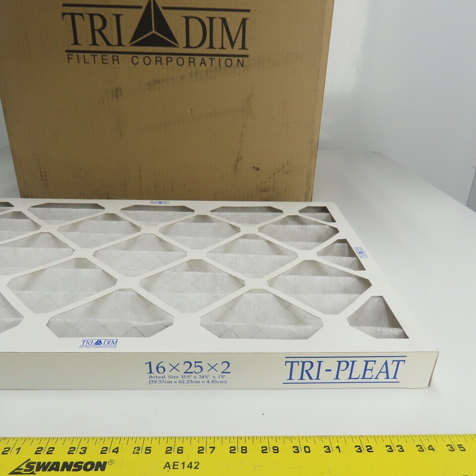 Tri Dim 825P Tri-Pleat 16″ x 25″ x 2″ Air Filter Lot Of 12