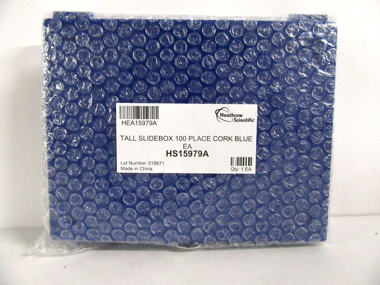 Heathrow Scientific HS15979A Tall Microscope Slide Box 100 Place Cork ABS Blue